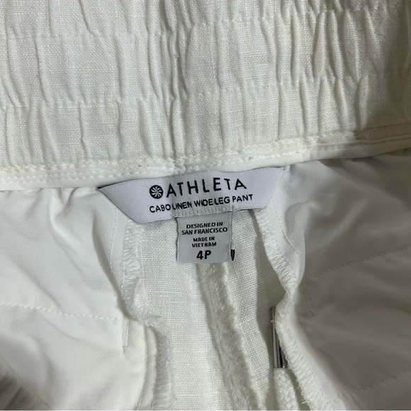 Athleta White Cabo Linen Wide Leg Pants 4P NWOT - Picture 5 of 16
